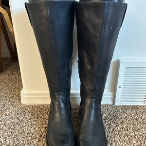 Born Women's Black Leather Boots - wide calf